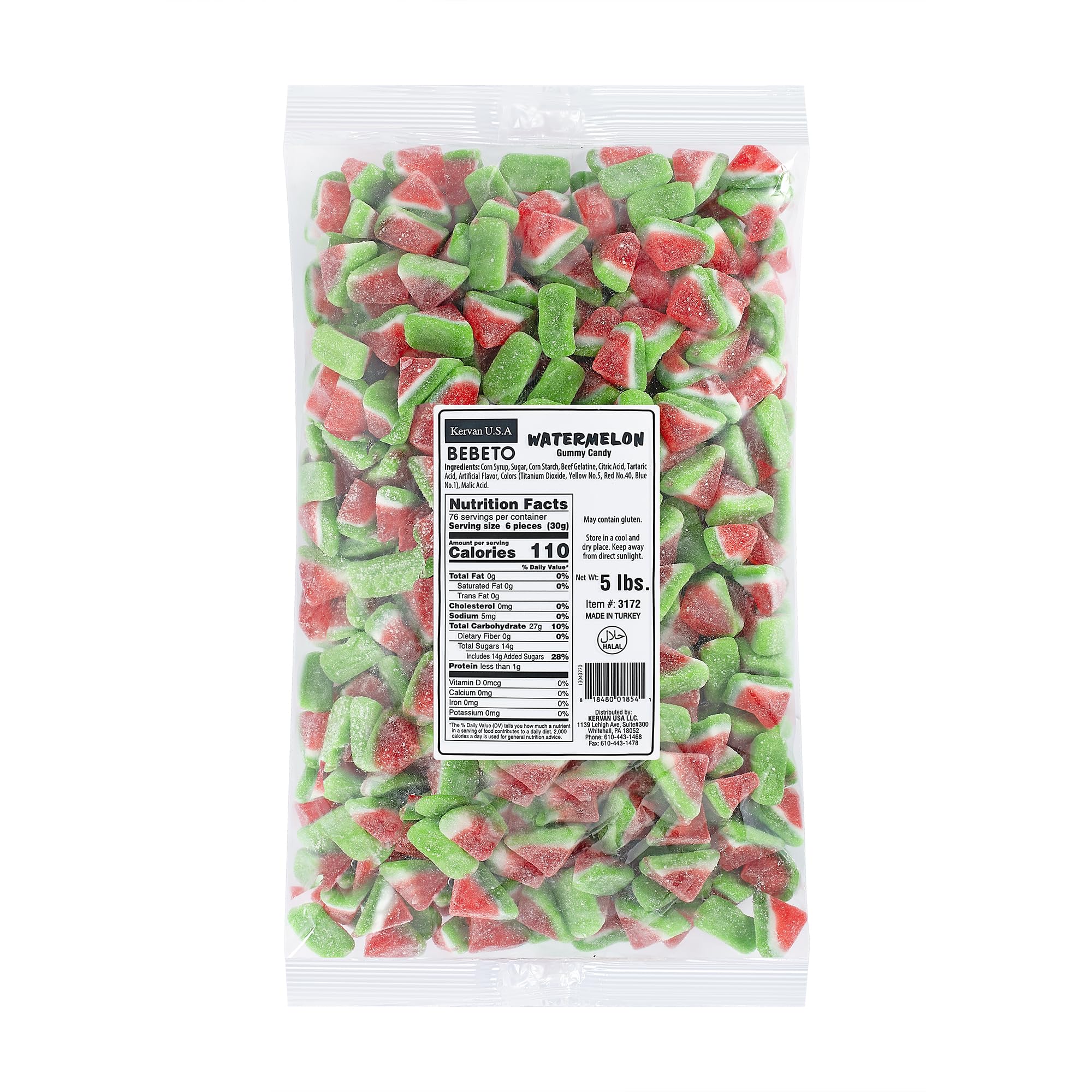 Kervan Watermelon Slices, Sour Gummy Candy, 5 lb Bulk Bag Kervan